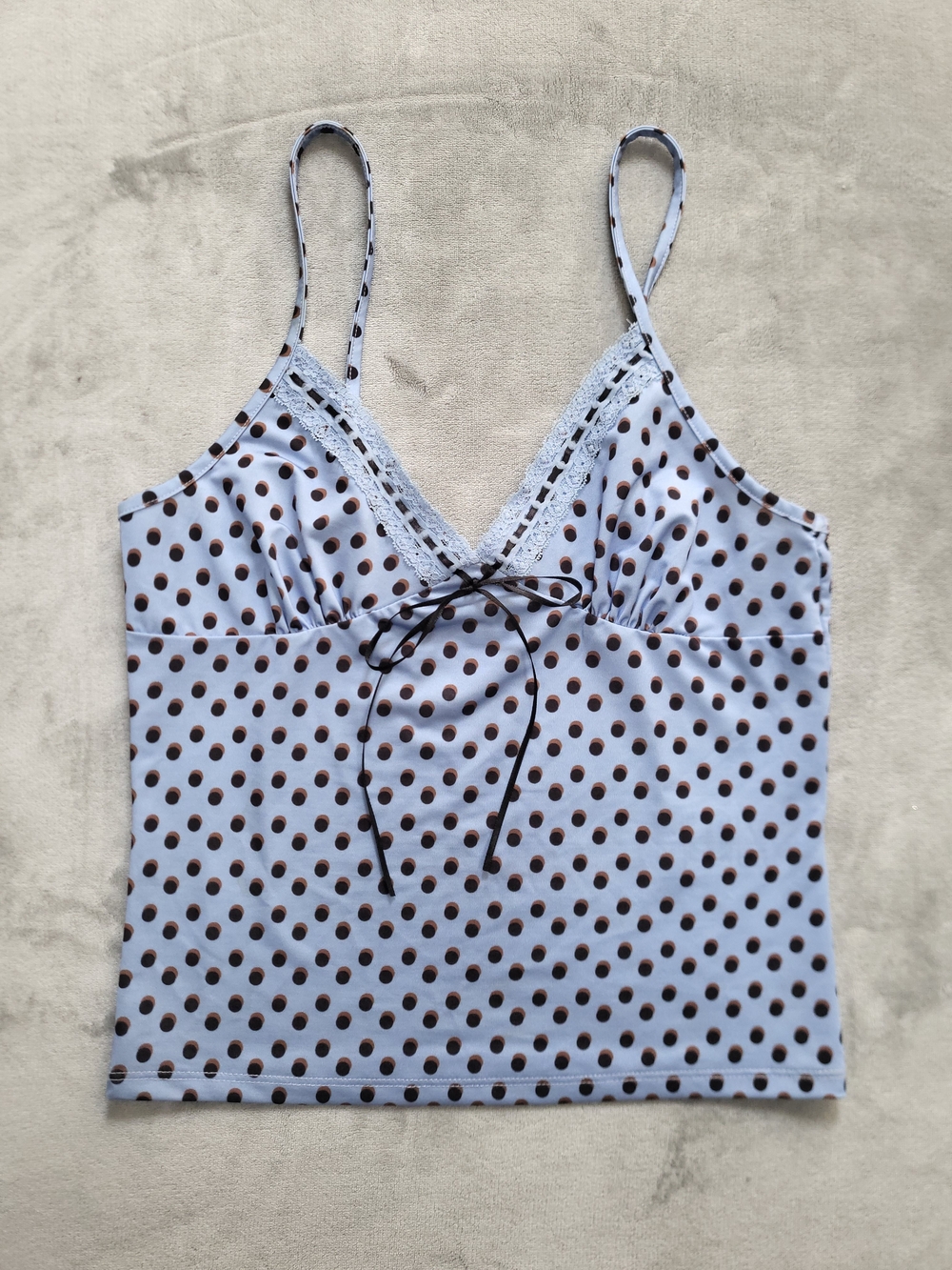 Urban Outfitters Light Blue Polka Dot Lace-Trim Cami